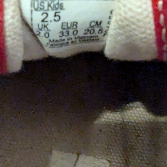 VANS Old Skool suede red & White youth sneakers kids size 2.5 - Picture 3 of 12